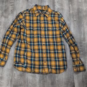 Banana Republic Mustard and Navy Plaid Button Up Shirt Size Medium